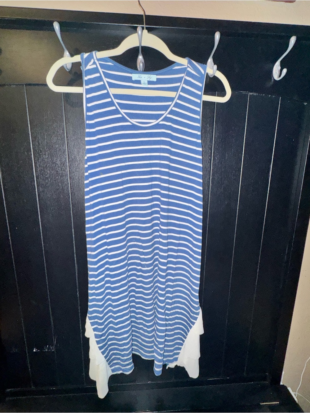 She + Sky Blue and White Striped Scoop Neck Tunic